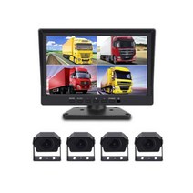 블랙박스 4채널 전후좌우 카메라 후방 1080P 고화질 화물차 승용차 분할화면, 10인치 사각4개