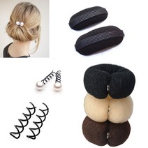 올림머리/똥머리밴드/스크류핀/업스타일장식/당고머리, 똑딱이 도넛(검정)