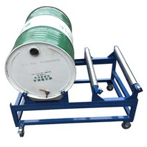 드럼통 거치대 트레이 이동식 선반 폐유 오일통 카트, 이중 드럼통 스탠드 바퀴형