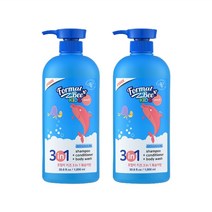 포멀비 키즈 3in1 유아 올인원 샴푸+컨디셔너+바디워시 대용량 복숭아향, 1L, 2개
