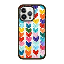 CASETiFY 아이폰 13 프로용 임팩트 케이스 - 투명 폴카 다우르 하트 - 투명 블랙, Clear Polka Daub Hearts