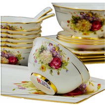 꽃무늬 화려한 식기세트 그릇 접시 도자기 신혼 선물, 88 스컬 차이나  전자레인지 사용