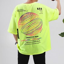 탑보이 써클 유니크 프린팅 남자 오버핏 반팔 티셔츠 7COLOR (HS001)