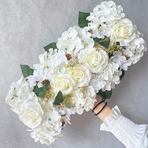 정원아치 버진로드 포토존 울타리 장미 조화 아치 럭셔리 도로 인용 꽃 모란 수국 믹스, 하얀 장미