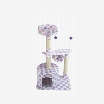 퍼플 땡땡이 펀치볼 고양이 숨숨집 3단 캣타워 냥이집, 1개
