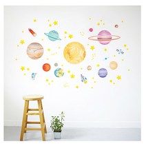 조인 컴퍼니 야광 밤하늘 벽꾸미기 스티커 국내 제작 유치원 어린이집 놀이방 키즈 카페, 행성친구들 FDS-21209