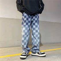 ROGBID 바둑판 체크 청바지