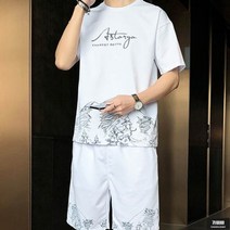 가바바 남성 반팔 트레이닝복 세트 자연친화적이고 통풍이 잘 되는 여름 트레이닝복 세트 G60288