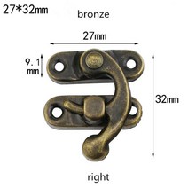소형금고 가정용 미니 책 스마트 개인 비밀 금고 저금통 사무용 10pcs 32x27mm 골동품 청동 철 자물쇠 걸쇠 후크 잠금 보석 나무 상자 나사 가구 하드웨어, 청동 오른쪽