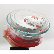파이렉스 유리밀폐용기 반찬통 원형 레드 3개세트, 2세트, 유리볼3p+뚜껑3p