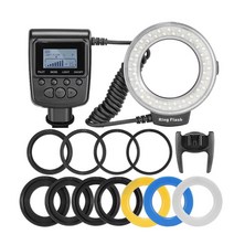 rf-550d 48pcs 매크로 led 링 플래시 번들 with 8 어댑터 링 canon nikon pentax olympus panasonic dslr 카메라 플래시 v hd13, rf-550d 새로운