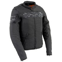 Milwaukee Leather MPL2730 여성용 블랙 크로스오버 직물 스쿠터 재킷 반사 해골 포함 - 5XL 505533, Medium