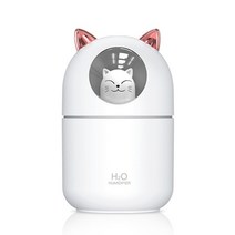 귀여운 토끼 모양 울트라 사일런트 USB 공기 가습기 300ML 아로마 에센셜 룸 자동차 LED 야간 램프 공기 청정기 미스트 메이커 공기 청정기, White Cat USB_CHINA
