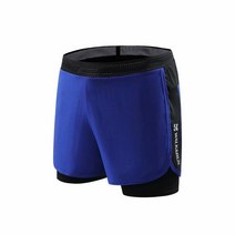 마라톤 유니폼 상의 육상 런닝복 남성용 운동 러닝 반바지 2 in 1 경량 마라톤 반바지 퀵 드라이 트레이닝, 02 파란_03 L