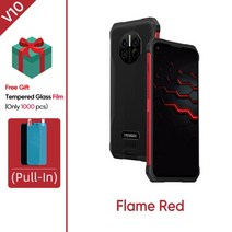 통신사 이동 doogee v11 듀얼 5g 러기드 폰 6 39quot 적외선 이마 온도계 48mp ai 메인 카메라 8gb 128gb 8500mah 대용량 배터리 전화, 루 버전, 불꽃 빨강