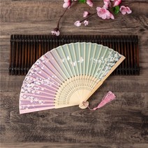 OQR194904대나무 부채 접이식 전통 접부채 매화나비, 1
