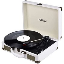 우드 턴테이블 jorlai 빈티지 레코드 플레이어 33 45 78rpm 휴대용 가방 블루투스 pc 녹음 비닐 플레이어 충전식 배터리 스테레오 스피커 헤드폰파란색, 하얀색