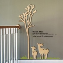 [우드스티커] 사슴숲 (반제품), 반제품(우드)+라이트올리브(잎)+