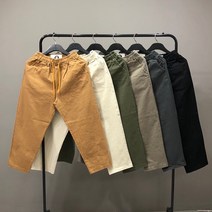 맨스토리 남자 면 워싱 스판 세미와이드 9부 밴딩 팬츠