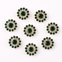 14mm 꽃 모양의 라운드 유리 크리스탈 라인 석 골드베이스 플랫 백 라인 석 비즈에, a10 에메랄드, 14mm 50개