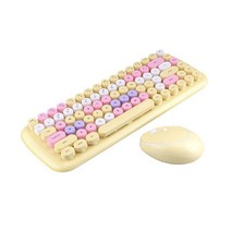 레트로 타자기 빈티지 소품 무선 키보드 및 마우스 콤보 미니 휴대용 84 키 타자기 레트로 라운드 캡 안, 05 Golden Yellow, 한개옵션1, 한개옵션2