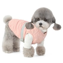 준성 마카롱 강아지 옷 패딩 조끼 하네스 고양이 반려견 소형견 애견 겨울 아우터 점퍼 의류, 핑크