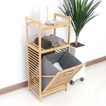 오너클랜 [가쯔] 햄퍼 원목 슬라이딩 빨래바구니 선반 수납장, 없음/없음/없음