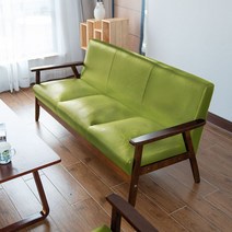 엔틱 소파 가죽 레트로 천연 고풍 넓은 홈쇼핑 거실 북유럽 명품 통가죽, 3인승(1.57m) 39cm, 브라운 선반-연두색