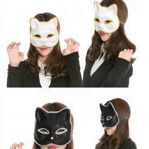 고양이 캣우먼 가면 연극 공연 졸업사진 행사 분장, 벨벳고양이가면(블랙)