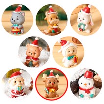 크리스마스 미니 피규어 미니어처 9종 눈사람 애니멀 루돌프 산타 트리 선물, 단품_C_루돌프