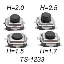 마이크로 스위치 터치 호환 초소형 촉각 푸시 버튼 전화 버튼D 순간 331510017 5 C 장착 검정색5022 개, H 2.5mm, 100pieces