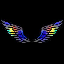 마이웨이카 자동차 천사 날개 스티커, 중형, 블랙 홀로그램