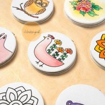 손거울 패브릭 원형손거울제작 DIY 휴대용, 무지 손거울