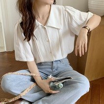 도니와 여성 편한핏 데일리블라우스 캠퍼스룩 직장인 출근패션 반팔블라우스 예쁜블라우스 여행패션 반팔티셔츠 데이트룩 소개팅룩 봄블라우스 여름블라우스 팔뚝커버 기본블라우스