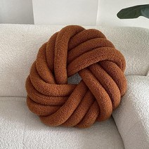 ZANYB 핸드메이드 매듭 장식 쿠션 둥근 바닥 베개 거실 소파 가정용 플리스 셰르파 캐러멜 USA 미국, Caramel