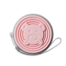멜라민 컵 파티 플라스틱 일회용 보틀 접이식 텔레스코픽 실리콘 물병 야외 여행 어린이 스포츠 접을 수있는 휴대용 칫솔질 구강 세척제, 분홍, 320ml