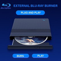 블루레이ODD 외장 리핑 4K 재생 플레이어 새로운 외부 휴대용 슬림 라인 Blu-ray 작가 BD-R 버너 광학 드라, 한개옵션0