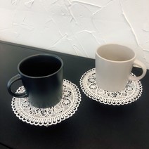 레이스 테이블 코스터 플라워 티웨어 컵매트 찻잔받침, 상세페이지 참조