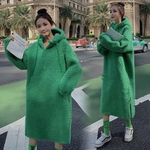 포켓 뽀글이 후드 롱원피스 후리스 플리스 기모 롱 맨투맨 원피스 롱티 박스티 방한 보온 임산부 원피스 벨벳