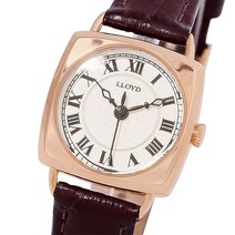 로이드 빈티지 변형사각 가죽여성시계 LL2G19909RGR