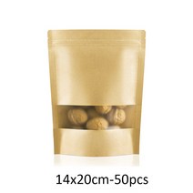 음식물 쓰레기 냉장고 건조기 분쇄 50 개/대 재사용 식품 저장 가방 제로 폐기물 봉인 된 크래프트 종이 건조 견과류 스낵 캔디 웨딩 포장 용기, 03 14x20cm 50pcs