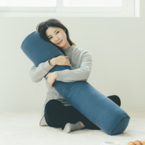 데코럽 순면 피그먼트 바디필로우 사계절 필로우 꿀잠 원형 쿠션 방석 긴 베개, 민트
