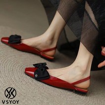 vsyoy 리본 스트랩 샌들녀 봄여름 인플루언서 굽이 낮은 선녀풍 뒷공 플랫슈즈녀