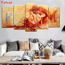 십자수 연인 키스 로맨틱 5 조각 5 그림 크로스 스티치 키트 자수 크로스 홈 보석, 정사각형 크기 6