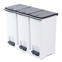 프랑코 페달형도어 분리수거함3칸 20L 3개 재활용, 그레이