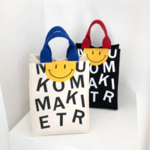 루즈루나 스마일 캔버스 미니에코백 강아지산책 유모차 기저귀 손목가방 피크닉 도시락가방