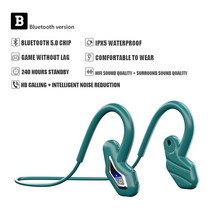 골전도 무선 블루투스 이어폰 내장 16g 메모리 mp3 음악 교수형 귀 스포츠 마이크, 녹색 bt 5.0, 녹색 bt 5.0