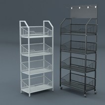 슈퍼마켓 진열대 편의점 선반 디스플레이 랙 마트 철제 수납, 블랙강화 50 x 27 x 149 풀리