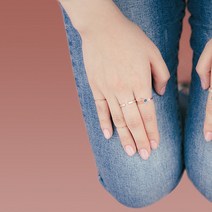 아미테라 14k 블루 다이아몬드 어크로스 반지