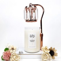 캔들백화점 롱스퀘어 크리스탈 ELSA 캔들워머+소이캔들 대용량 1000ml 대왕캔들 세트, ELSA 로즈골드화이트+라벤더바닐라